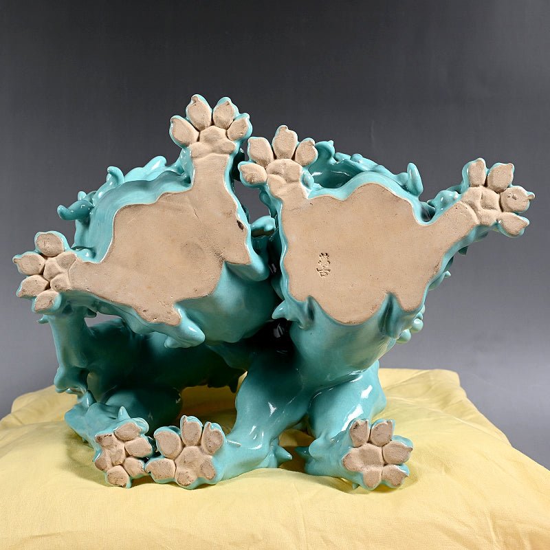 Spectacular Banko Yaki Shishi Okimono ー"置物 萬古焼 獅子"