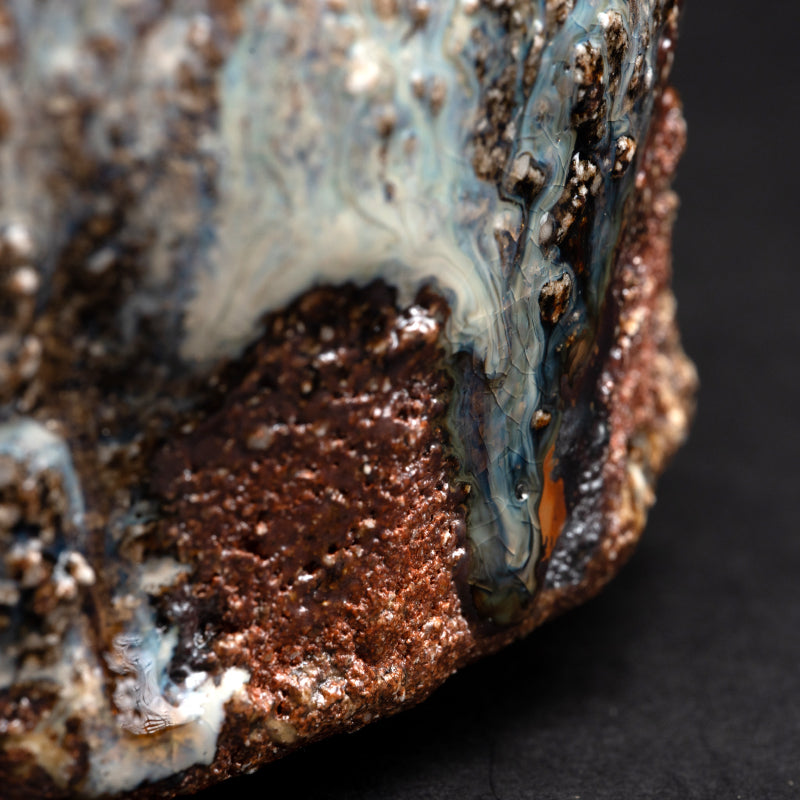 Dramatic Ash Glazed Chawn Tea Bowl ー加古 勝己 “灰釉縞茶碗”