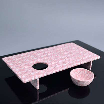 Sake Cup & Plate Set, Pink