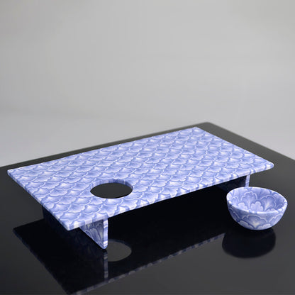 Sake Cup & Plate Set, Blue