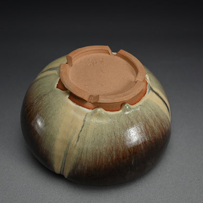 Fluted Flower Bowl ー利茶土 ミルグリム “今古黒 木瓜形鉢”