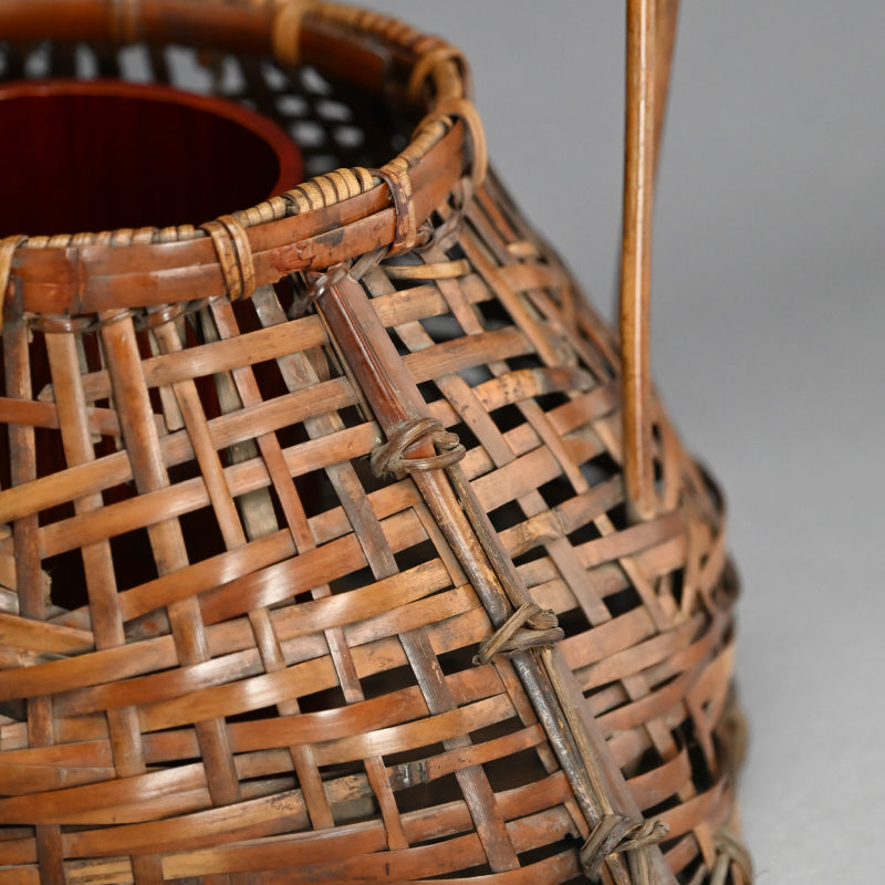 Antique Japanese Bamboo Basket ー池田 瓢阿 "籃"