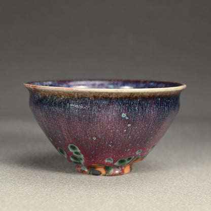 2 Kujaku-yu Peacock Glazed Tenmoku Chawan Tea Bowls ー松山 雅英 "孔雀天目"
