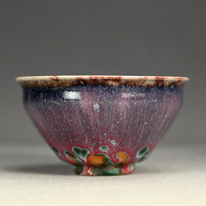 2 Kujaku-yu Peacock Glazed Tenmoku Chawan Tea Bowls ー松山 雅英 "孔雀天目"