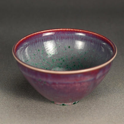 2 Kujaku-yu Peacock Glazed Tenmoku Chawan Tea Bowls ー松山 雅英 "孔雀天目"
