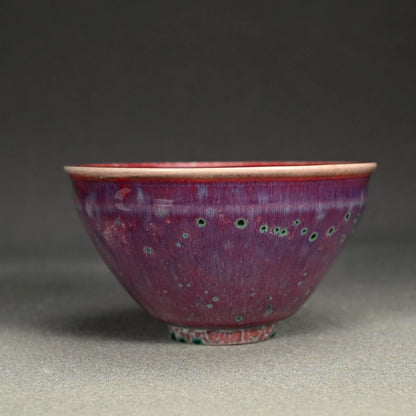 2 Kujaku-yu Peacock Glazed Tenmoku Chawan Tea Bowls ー松山 雅英 "孔雀天目"