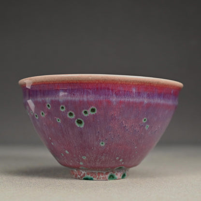 2 Kujaku-yu Peacock Glazed Tenmoku Chawan Tea Bowls ー松山 雅英 "孔雀天目"