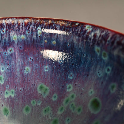 2 Kujaku-yu Peacock Glazed Tenmoku Chawan Tea Bowls ー松山 雅英 "孔雀天目"