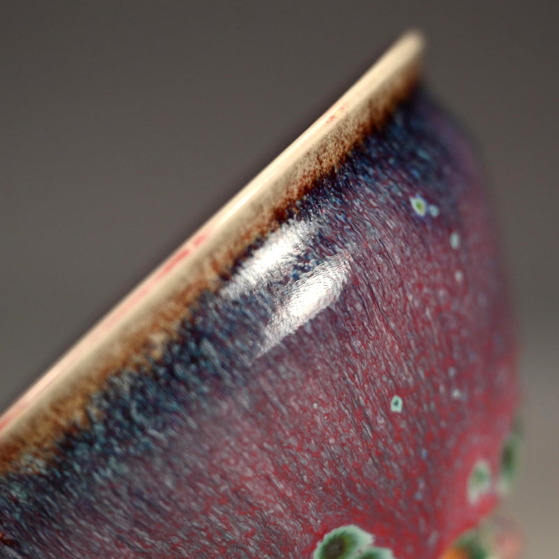 2 Kujaku-yu Peacock Glazed Tenmoku Chawan Tea Bowls ー松山 雅英 "孔雀天目"