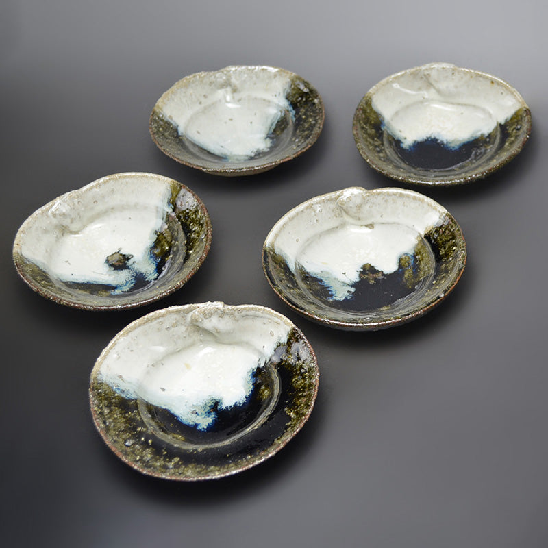 Chossen Karatsu Clam Shaped Dish Set ー古賀 賢治 "朝鮮唐津 蛤向付"
