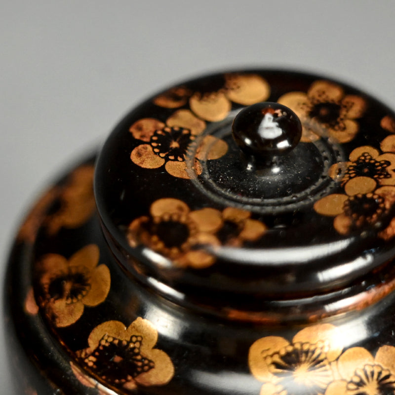 Antique Japanese Matcha Lacquer Chaire Plum Blossoms