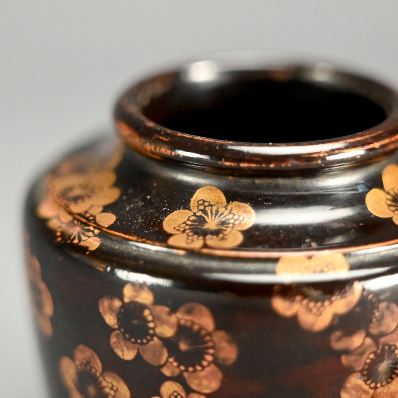 Antique Japanese Matcha Lacquer Chaire Plum Blossoms