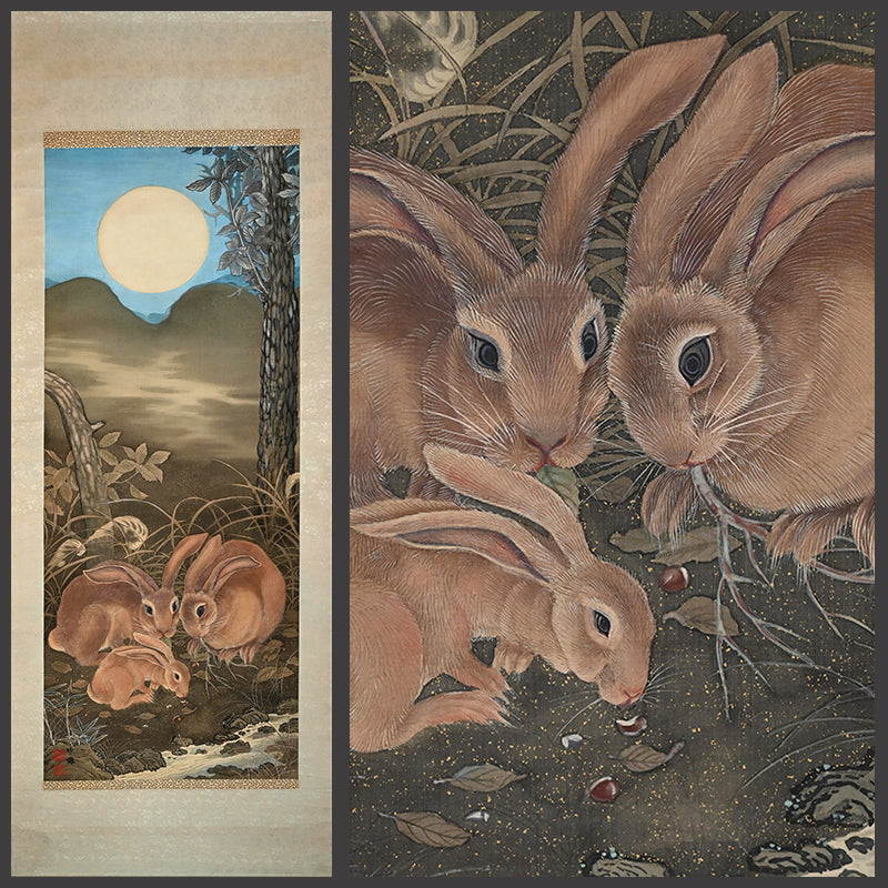Rabbits and moon ー中原 竹鳳