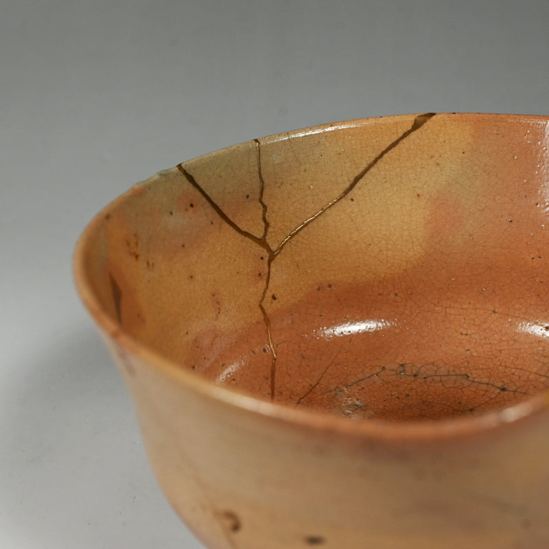 Ancient Hagi Chawan Tea Bowl with Kintsugi Gold Repair