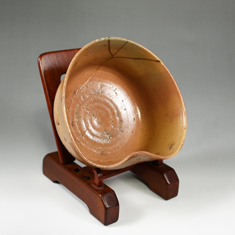 Ancient Hagi Chawan Tea Bowl with Kintsugi Gold Repair