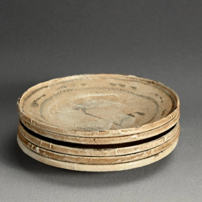 Antique Japanese Boxed Set 5 Shino Plates ー志野草花絵皿