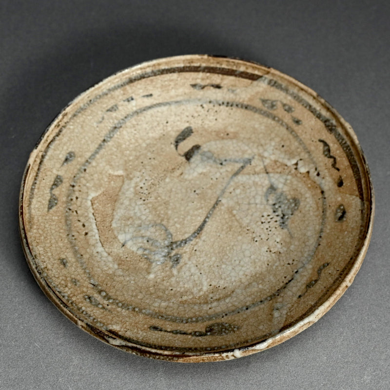 Antique Japanese Boxed Set 5 Shino Plates ー志野草花絵皿