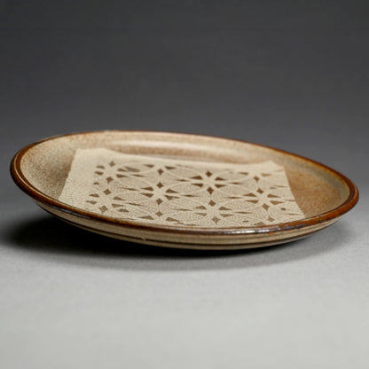 Unusual Seto E-zara Stoneware Mingei Plate