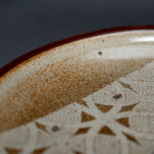 Unusual Seto E-zara Stoneware Mingei Plate