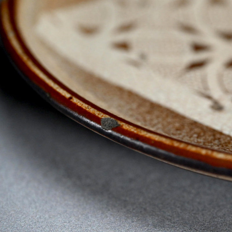Unusual Seto E-zara Stoneware Mingei Plate