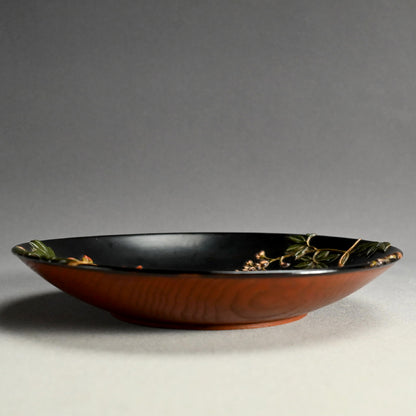 アンティーク高森絵漆皿 藤 香彩作 ー廣斎