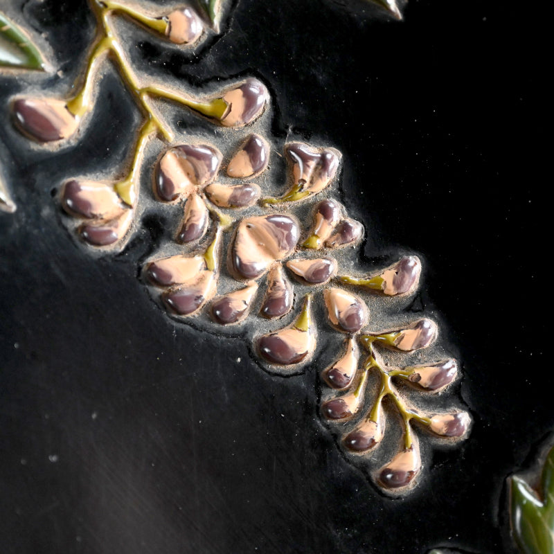 アンティーク高森絵漆皿 藤 香彩作 ー廣斎