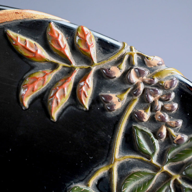 アンティーク高森絵漆皿 藤 香彩作 ー廣斎