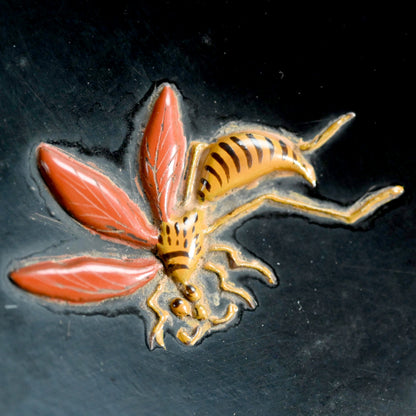 アンティーク高森絵漆皿 藤 香彩作 ー廣斎