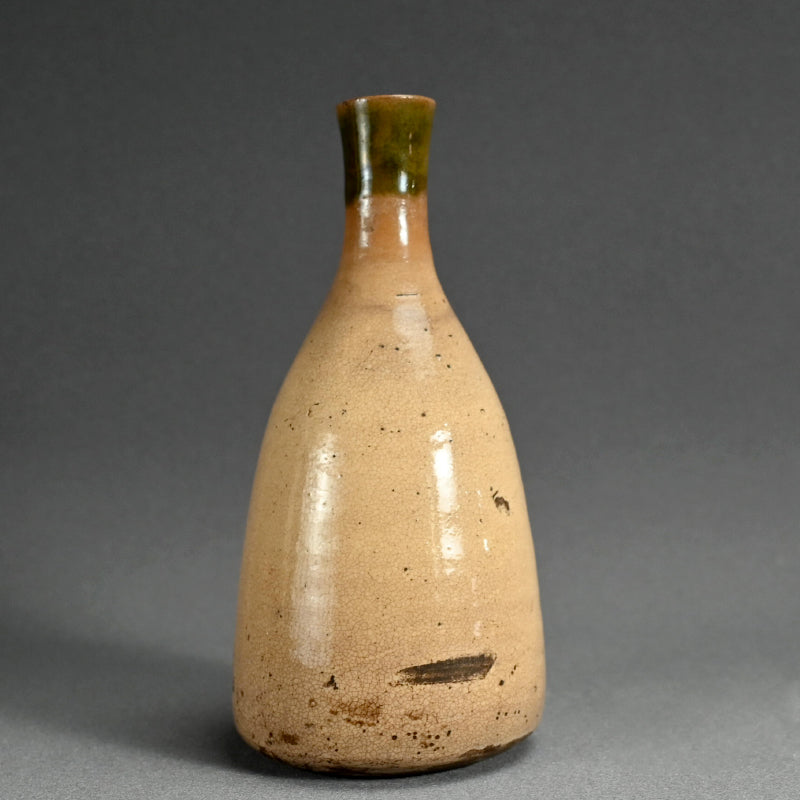 Antique Edo p. Japanese Pottery Flask, Asa-gao