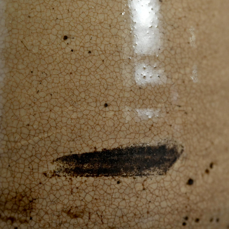 Antique Edo p. Japanese Pottery Flask, Asa-gao