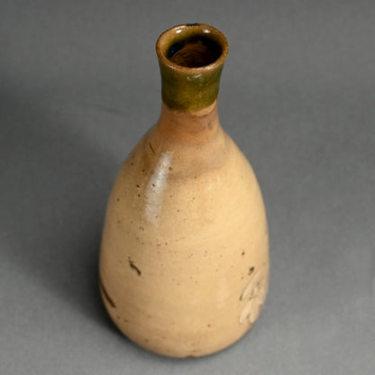 Antique Edo p. Japanese Pottery Flask, Asa-gao