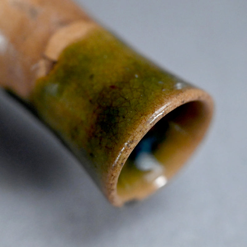 Antique Edo p. Japanese Pottery Flask, Asa-gao