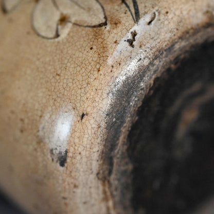 Antique Edo p. Japanese Pottery Flask, Asa-gao