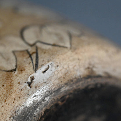 Antique Edo p. Japanese Pottery Flask, Asa-gao