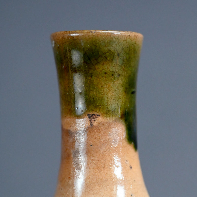 Antique Edo p. Japanese Pottery Flask, Asa-gao