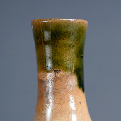 Antique Edo p. Japanese Pottery Flask, Asa-gao