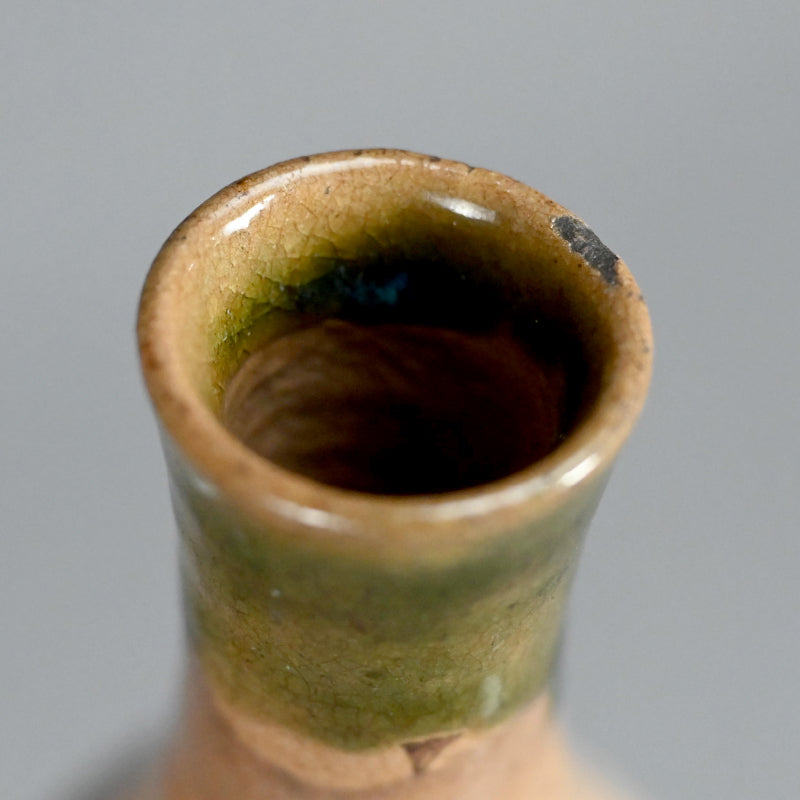 Antique Edo p. Japanese Pottery Flask, Asa-gao