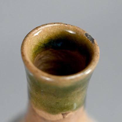 Antique Edo p. Japanese Pottery Flask, Asa-gao