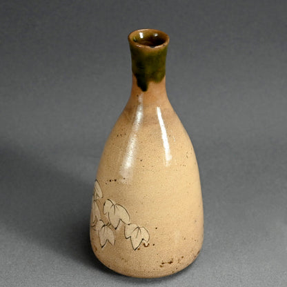 Antique Edo p. Japanese Pottery Flask, Asa-gao