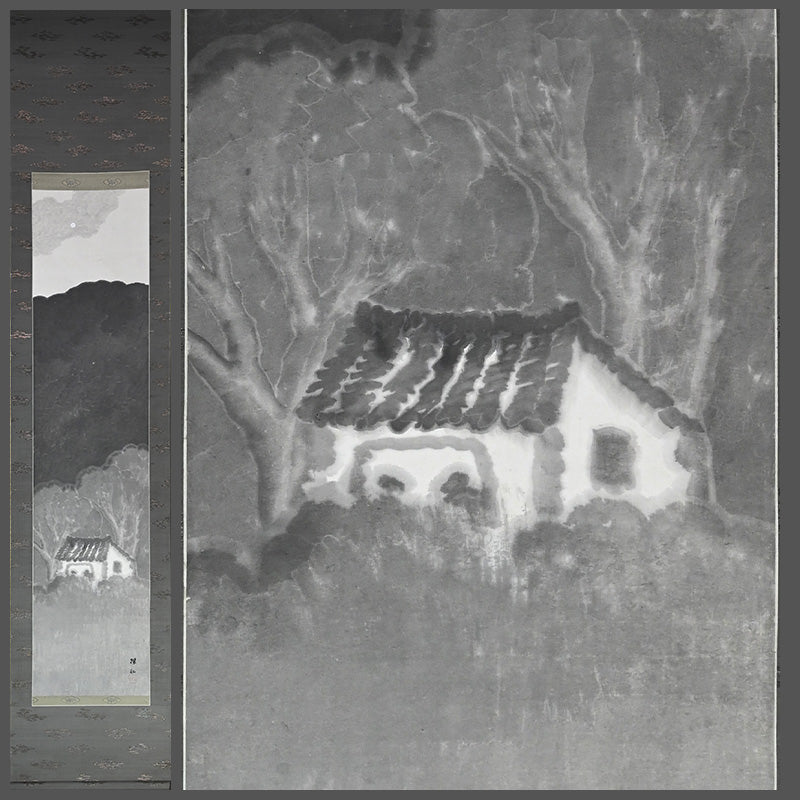 Antique Japanese Taisho period Painting, Hirai Baisenー平井 楳仙 "山荘二月"