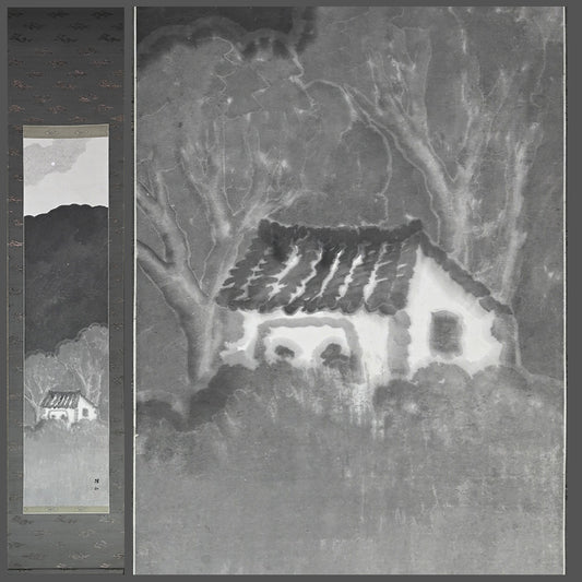 Antique Japanese Taisho period Painting, Hirai Baisenー平井 楳仙 "山荘二月"
