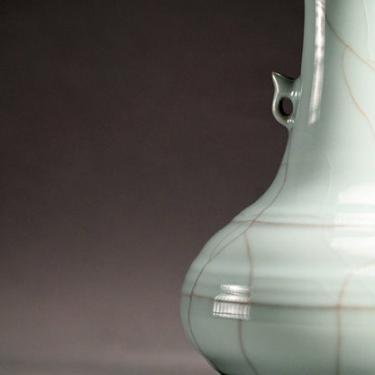 Fine Crackled Celadon Vase ー浦口 雅行 “青瓷双耳花生”