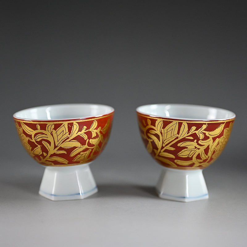 Kinrande Porcelain Sake Set ー小野 珀子 “金襴手 酒盃”