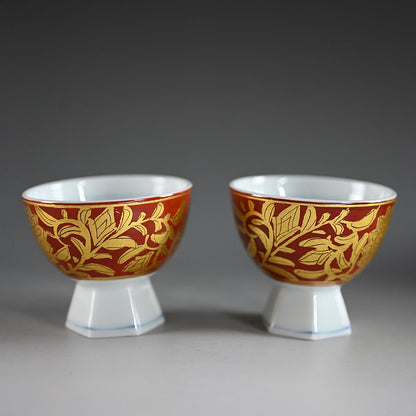 Kinrande Porcelain Sake Set ー小野 珀子 “金襴手 酒盃”