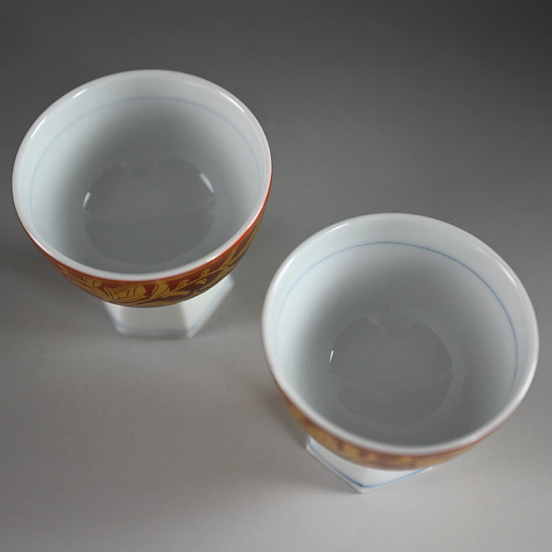 Kinrande Porcelain Sake Set ー小野 珀子 “金襴手 酒盃”