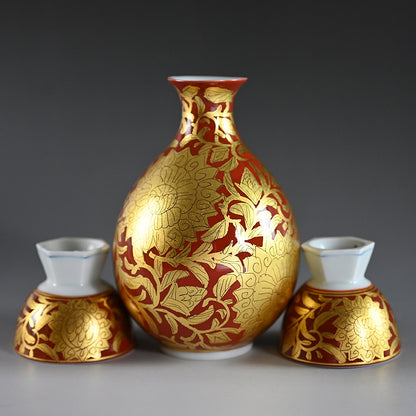Kinrande Porcelain Sake Set ー小野 珀子 “金襴手 酒盃”
