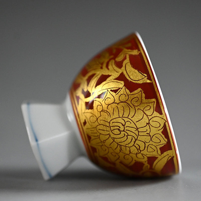 Kinrande Porcelain Sake Set ー小野 珀子 “金襴手 酒盃”