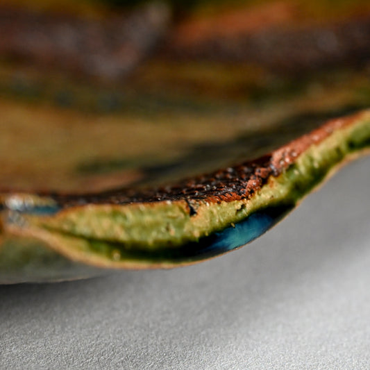 Beautiful Oribe Dish named Spring ー東 直人 "織部皿 春"