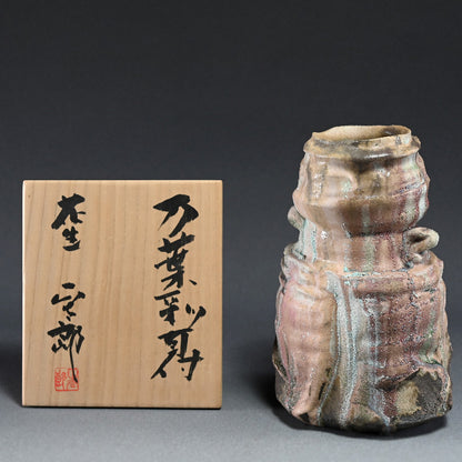 Contemporary Manyosai Vase ー"万葉彩耳付花生"