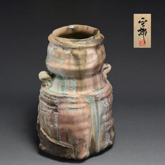 Contemporary Manyosai Vase ー"万葉彩耳付花生"